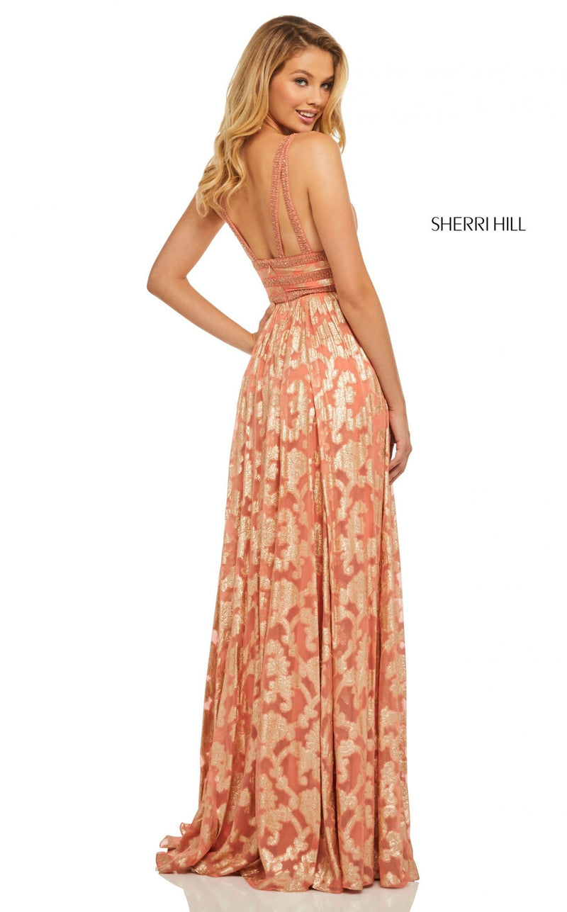 Sherri Hill 52474 Dress Coral-Gold