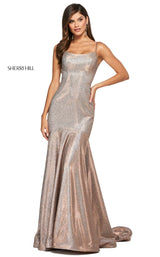 1 of 5 Sherri Hill 53370 Dress Mocha-Silver