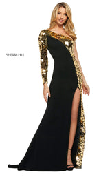 1 of 12 Sherri Hill 53467 Dress Black-Gold
