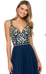 6 of 10 Sherri Hill 53803 Dress Navy-Multi
