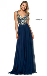 1 of 10 Sherri Hill 53803 Dress Navy-Multi