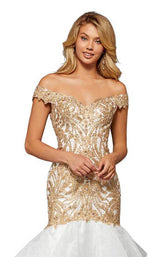 9 of 12 Sherri Hill 52347 Ivory/Gold