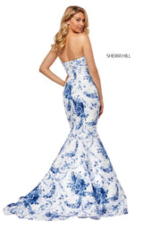 2 of 4 Sherri Hill 52618 Ivory-Blue-Print