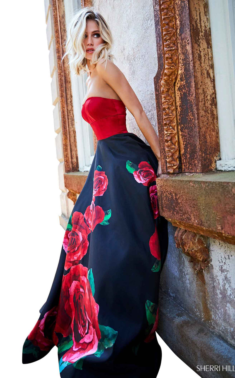 Sherri Hill 52722 Black-Red-Print