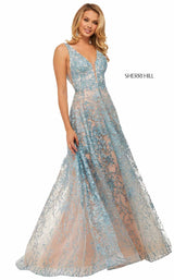 3 of 10 Sherri Hill 52877 Light Blue/Nude