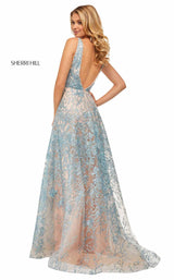 5 of 10 Sherri Hill 52877 Light Blue/Nude