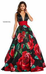 1 of 6 Sherri Hill 52898 Black-Red-Print