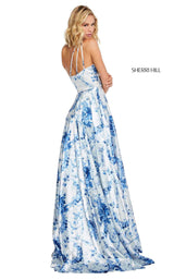2 of 4 Sherri Hill 52900 Blue-Ivory-Print