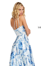 4 of 4 Sherri Hill 52900 Blue-Ivory-Print